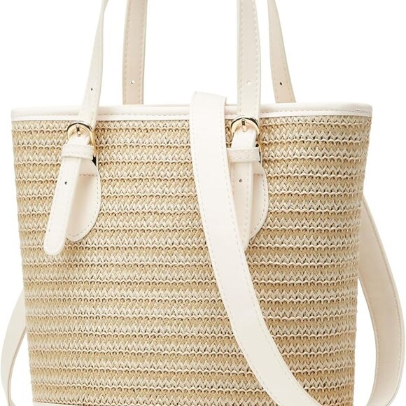 Stylish White Straw Handbag for Women - Ideal for Summer Parties and Vacations - Picture 2 of 6